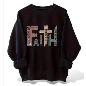 NEW - FAITH Bible Verse SWEATER Black Long Sleeve - SZ MEDIUM